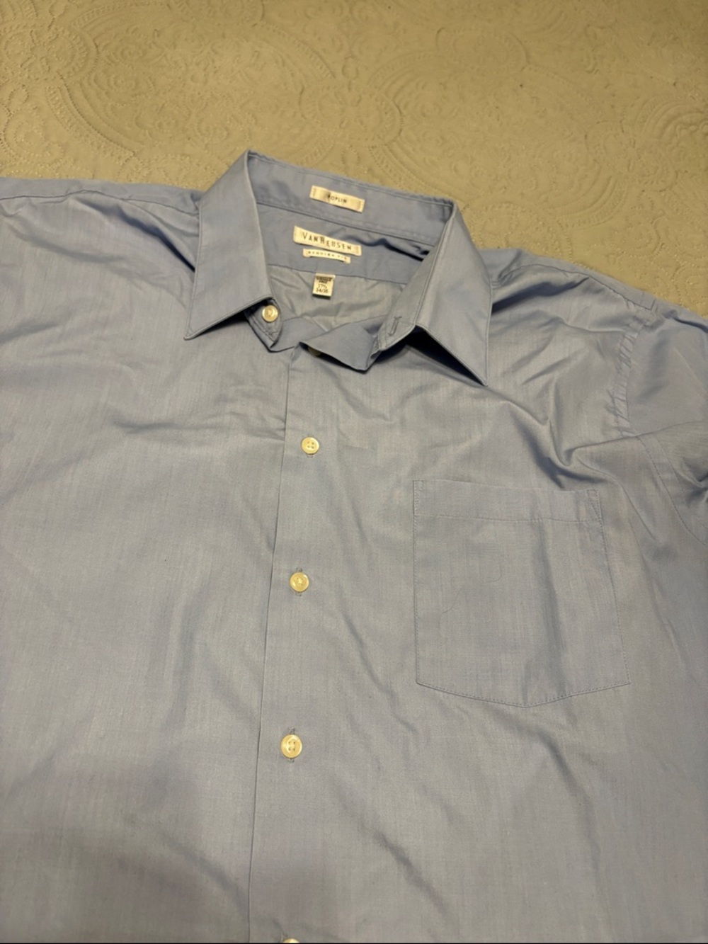 Van Heusen Light Blue Long-Sleeve Dress Shirt - Point Collar - Picture 3 of 4